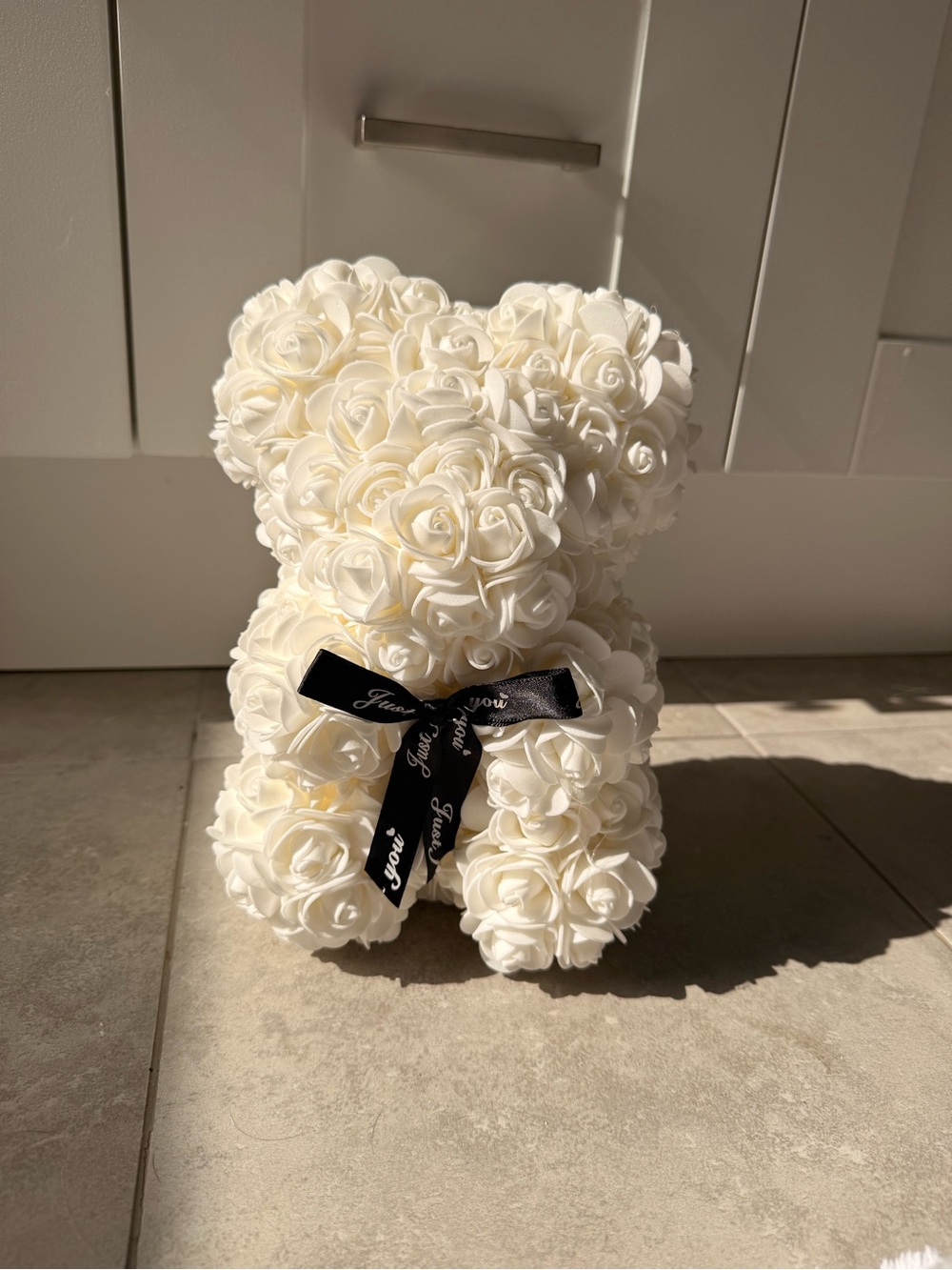 White Rose Teddy Bear